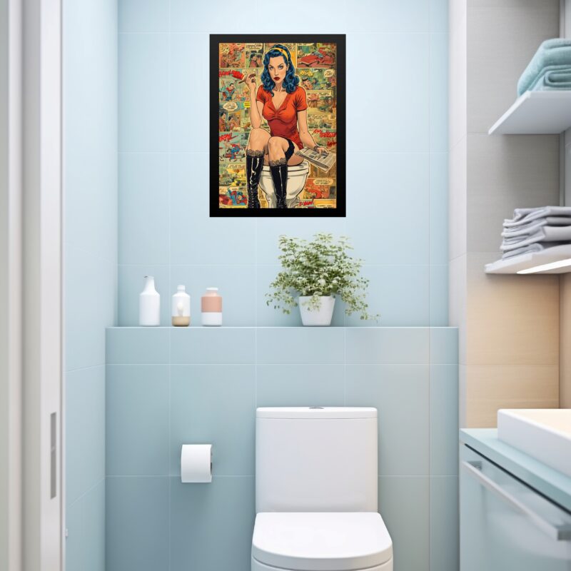 Quadro Decorativo De Banheiro Pin Up Quadrinhos