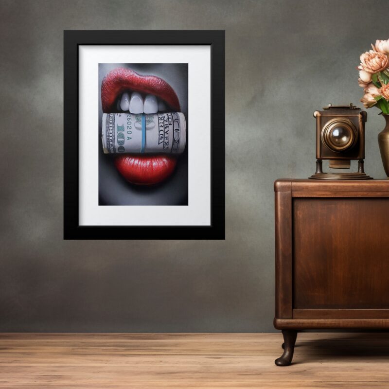 Quadro Decorativo Dinheiro Boca - 60 x 48 Cm