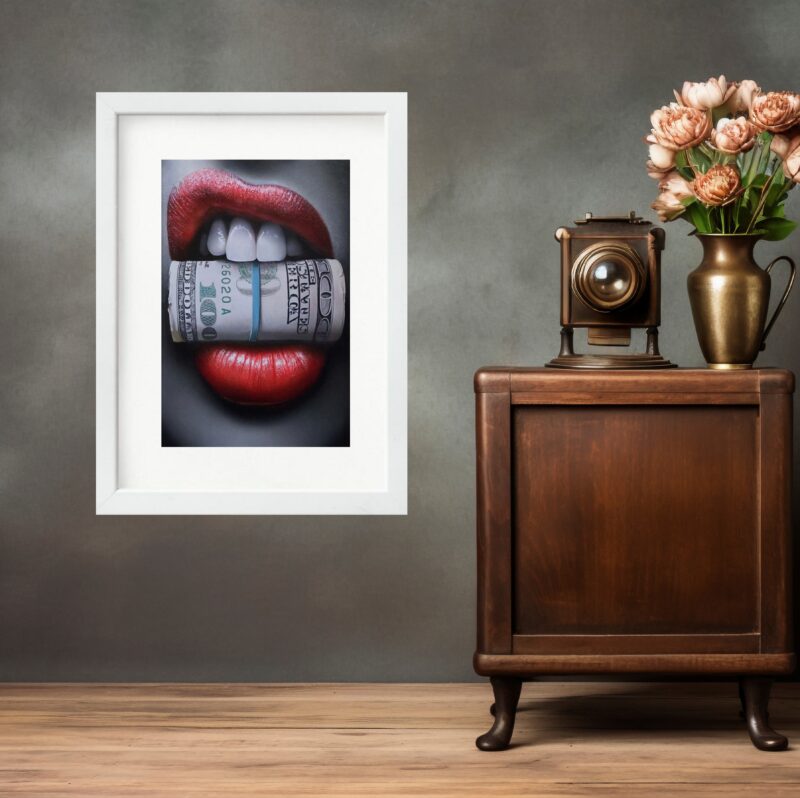 Quadro Decorativo Dinheiro Boca - 60 x 48 Cm