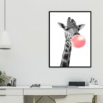 Quadro Decorativo Girafa Com Chiclete