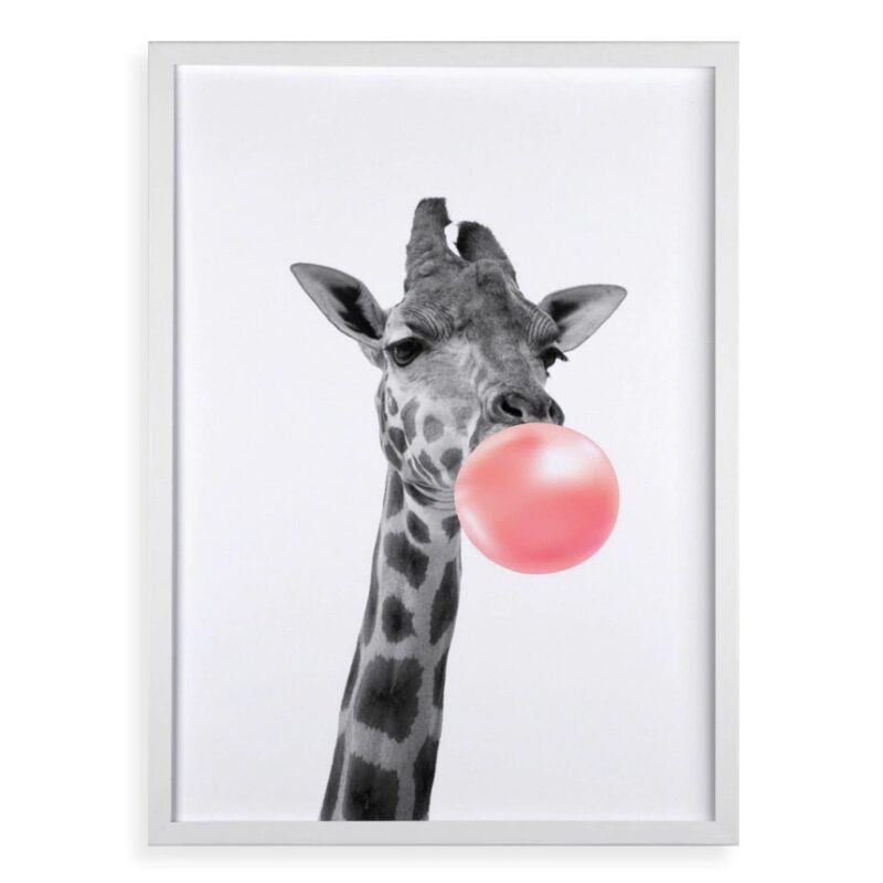 Quadro Decorativo Girafa Com Chiclete