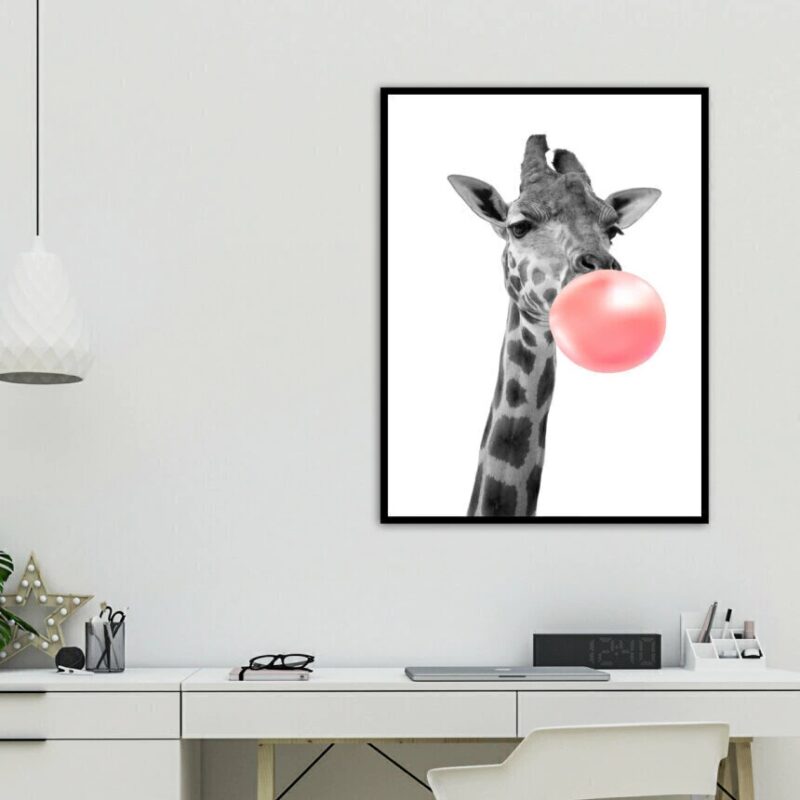 Quadro Decorativo Girafa Com Chiclete
