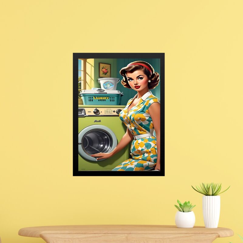Quadro Decorativo Lavanderia Retrô Pin Up