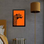 Quadro Decorativo Leopardo Fundo Laranja