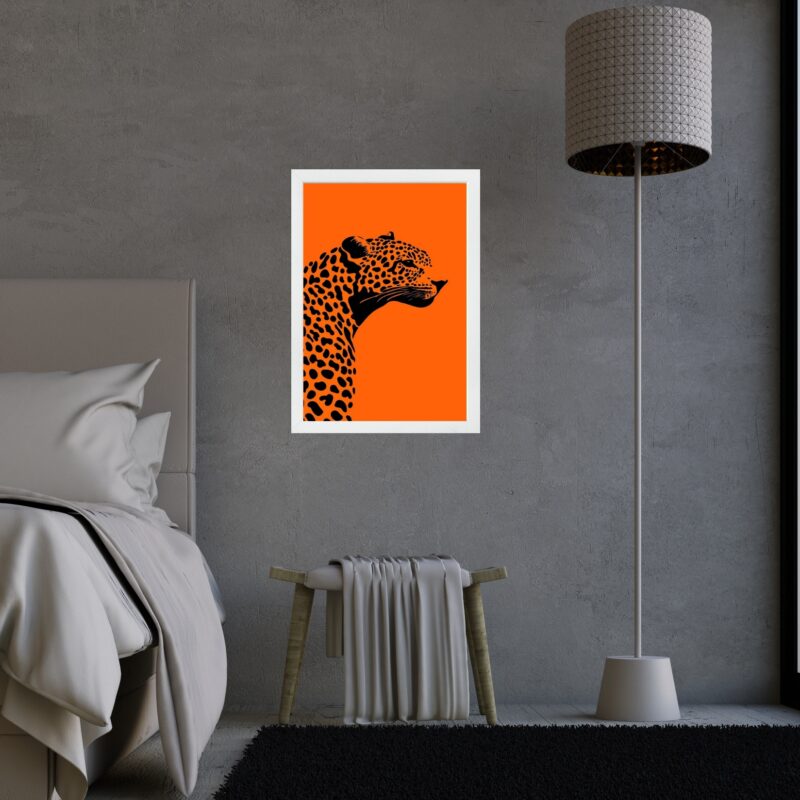 Quadro Decorativo Leopardo Fundo Laranja