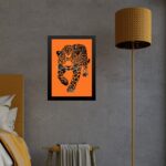 Quadro Decorativo Leopardo Laranja e Preto