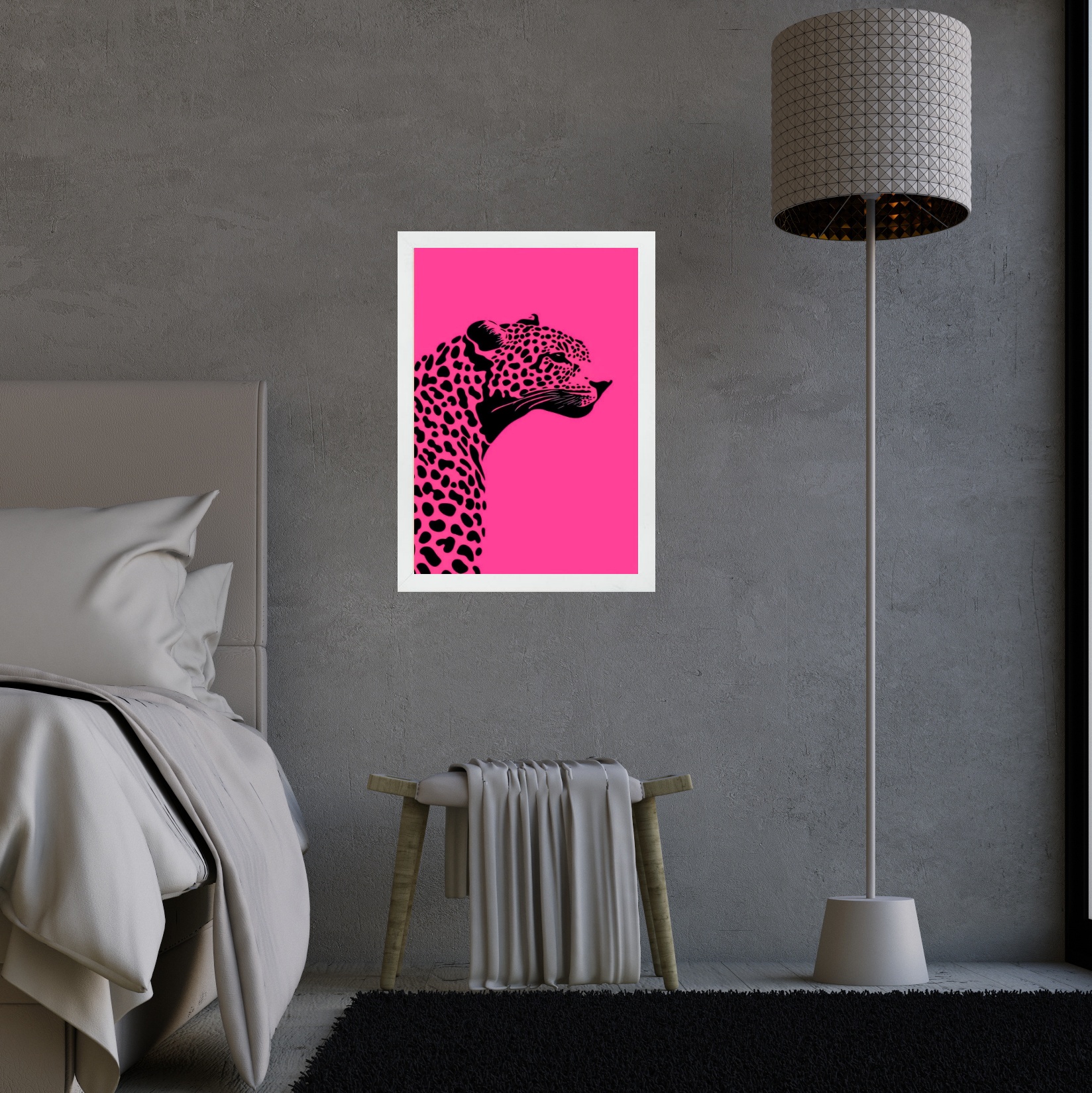 Quadro Decorativo Leopardo Rosa e Preto