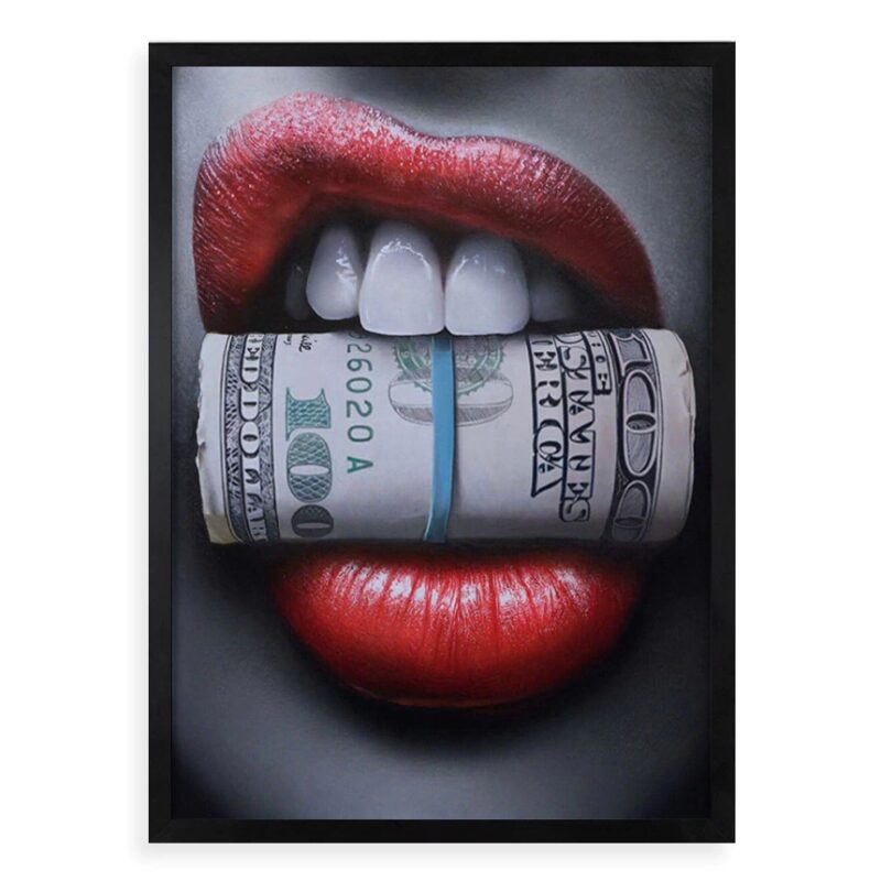 Quadro Decorativo Dinheiro Money Lips