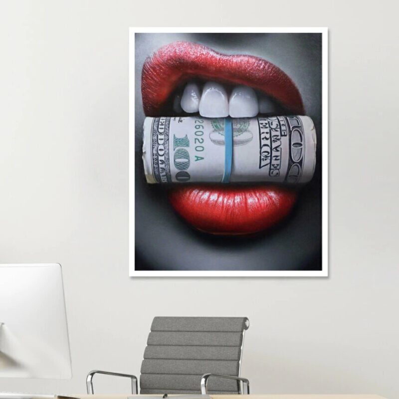 Quadro Decorativo Dinheiro Money Lips