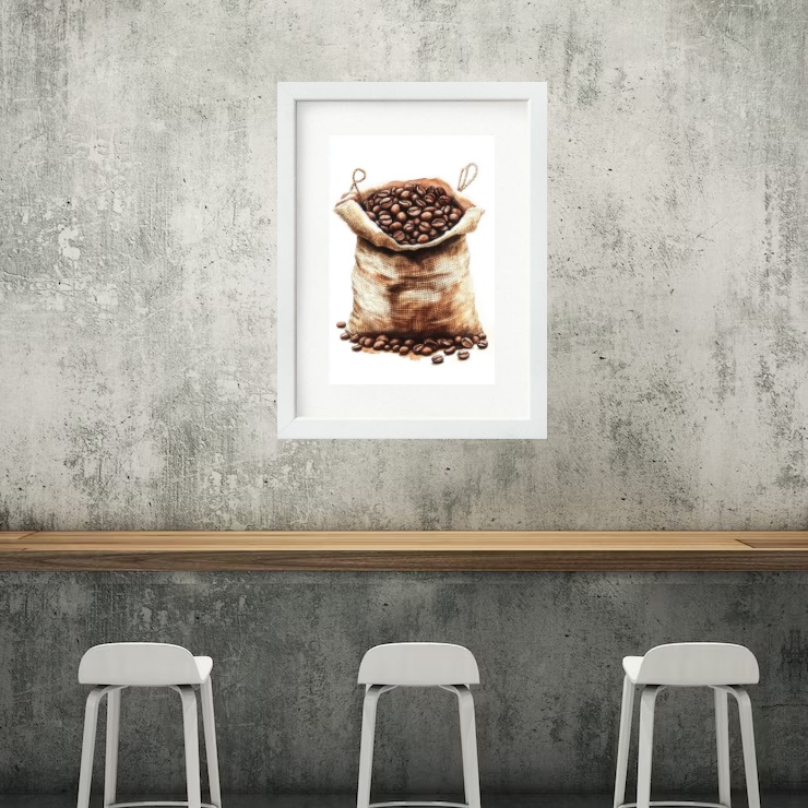 Quadro Decorativo Saco Grãos Café- 60x48 Cm