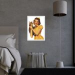 Quadro Decorativo Vintage Pin Up Com Gato