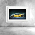 Quadro Desenho Esboço Carro Amarelo - 60x48 Cm
