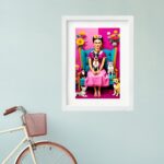 Quadro Frida Com Gatos e Cachorros - 60x48 Cm
