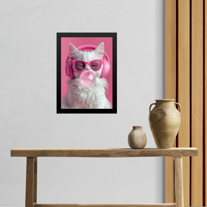 Quadro Gatinho Bubble Gum - Pink