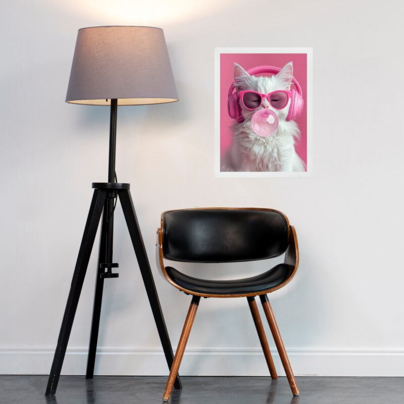 Quadro Gatinho Bubble Gum - Pink