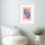 Quadro Matisse Azul Rosa Coral- 60x48 Cm