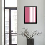 Quadro Minimalista Bauhaus Rosa Listras Brancas