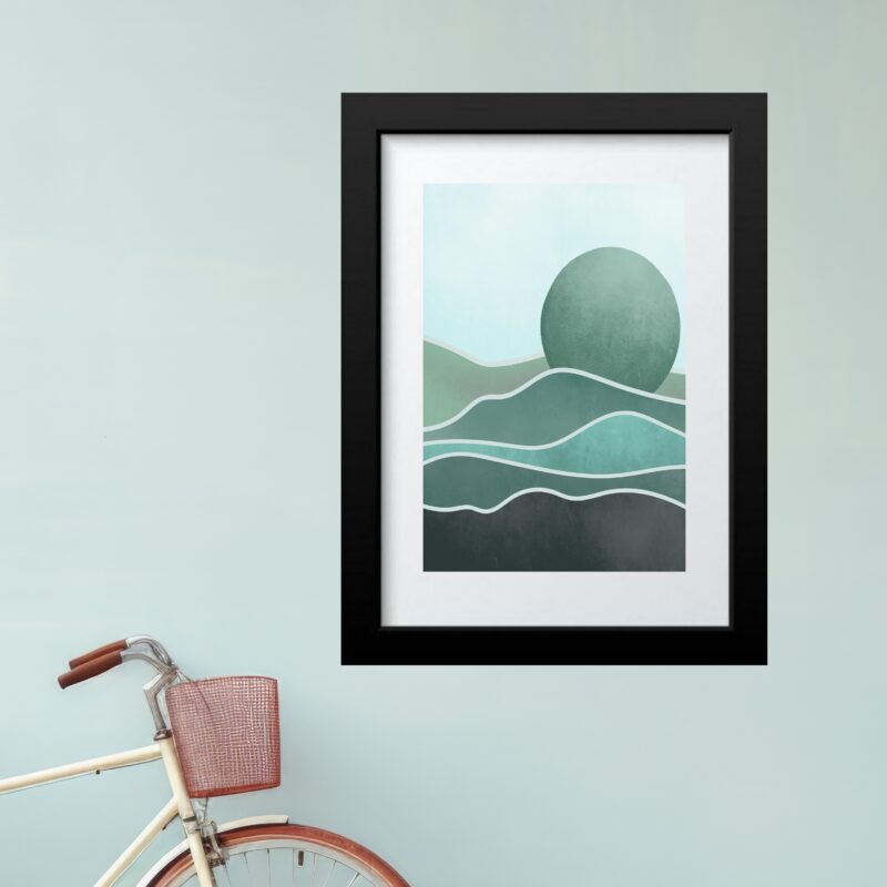 Quadro Montanhas Boho verdes - 60x48 Cm