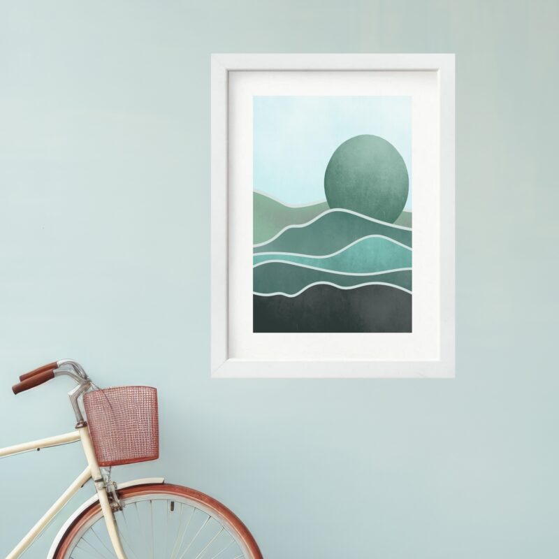 Quadro Montanhas Boho verdes - 60x48 Cm