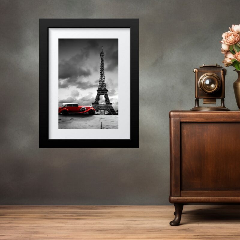 Quadro Paris Carro Vermelho- 60x48 Cm