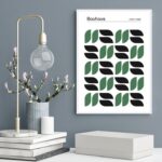 Quadro Poster Bauhaus Verde Grãos Minimalistas