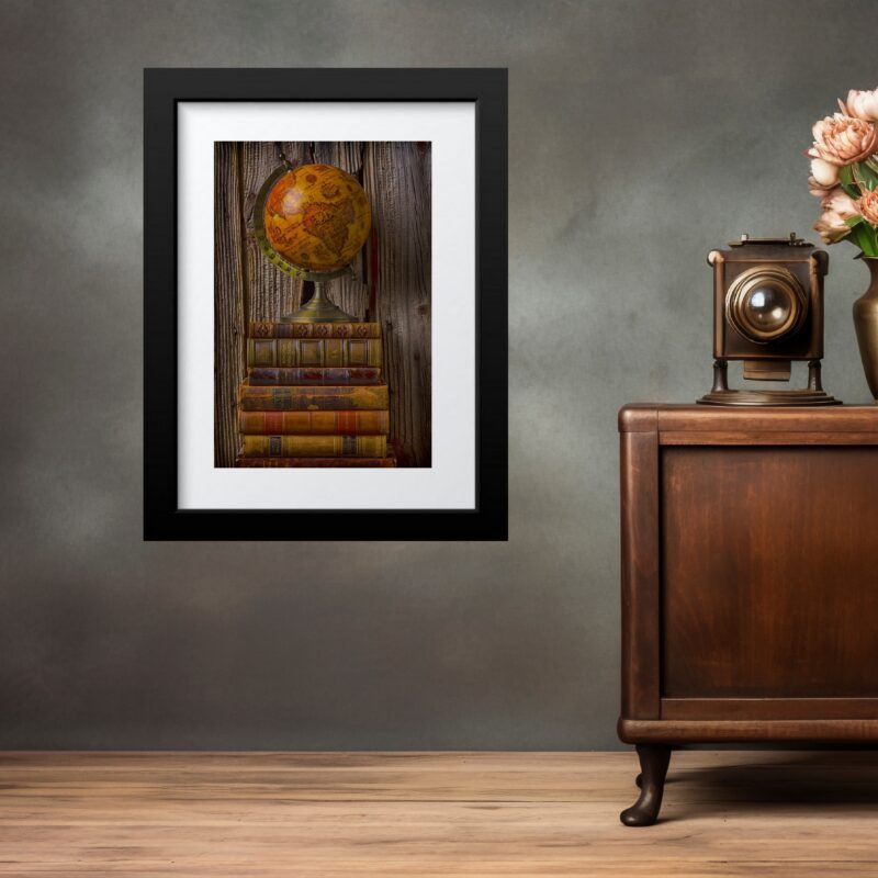 Quadro Vintage Globo Terrestre - 60 x 48 Cm