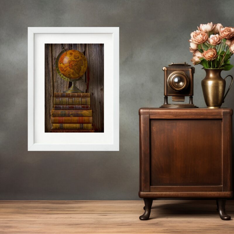 Quadro Vintage Globo Terrestre - 60 x 48 Cm