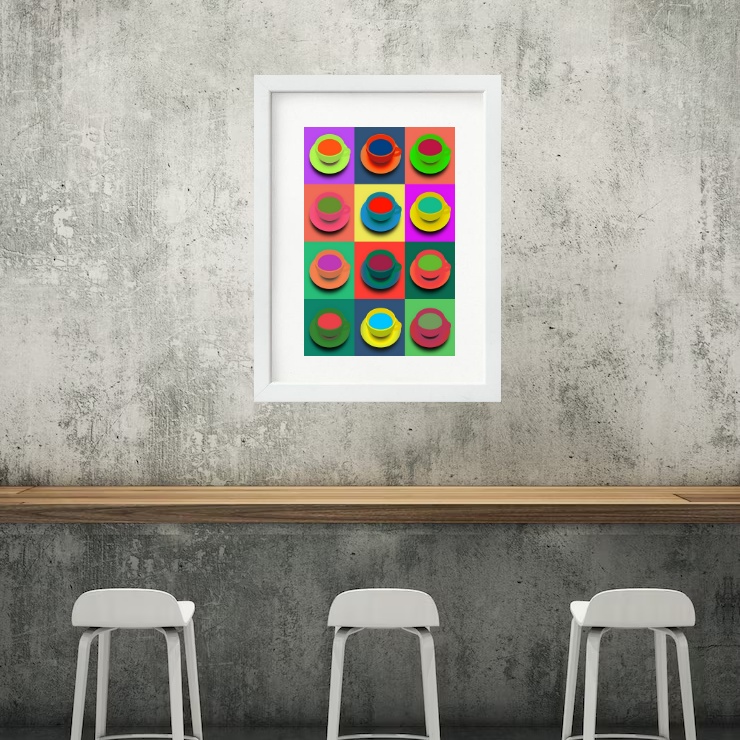 Quadro Xícaras De Café Pop Art - 60x48 Cm
