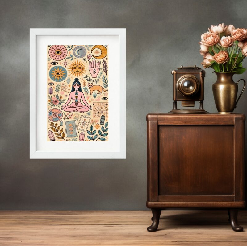 Quadro Zen Meditação Yoga Tarot Chacras - 60x48 Cm