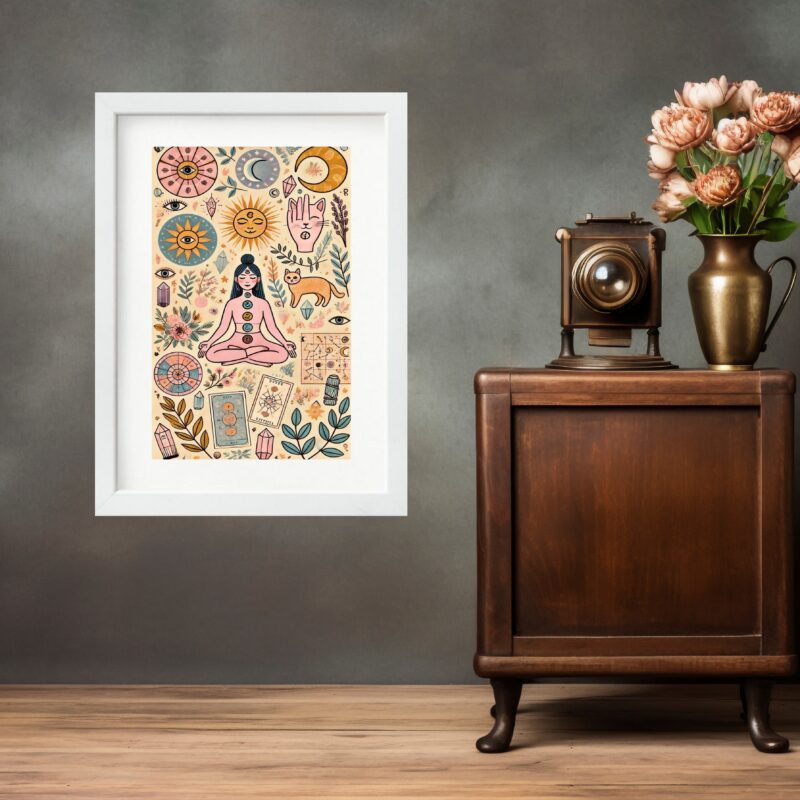 Quadro Zen Meditação Yoga Tarot Chacras - 60x48 Cm