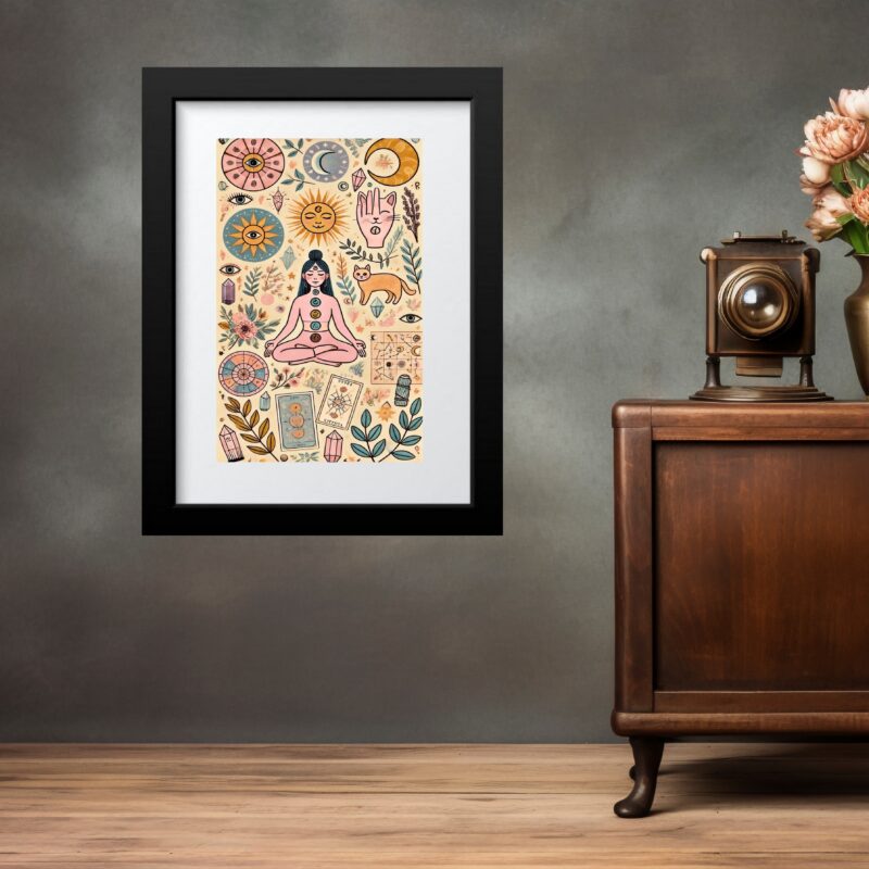 Quadro Zen Meditação Yoga Tarot Chacras - 60x48 Cm