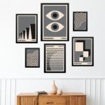 Composição 6 Quadros Modernos Bauhaus Cinza