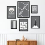 Composição 6 Quadros Modernos Bauhaus Cinza e Branco