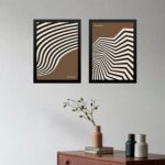 Kit 2 Quadros Abstratos Bauhaus - Angular Sinuosity