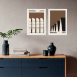 Kit 2 Quadros Arquitetura Bauhaus - Marrom