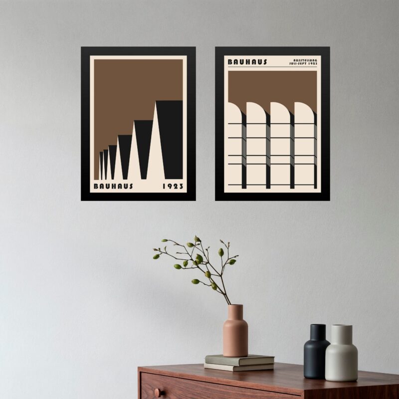 Kit 2 Quadros Arquitetura Bauhaus - Marrom