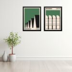 Kit 2 Quadros Arquitetura Bauhaus Verde