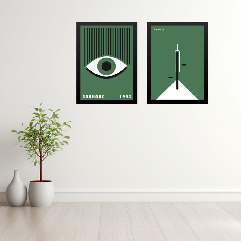 Kit 2 Quadros Artes Bauhaus Verde - Olho e Bike