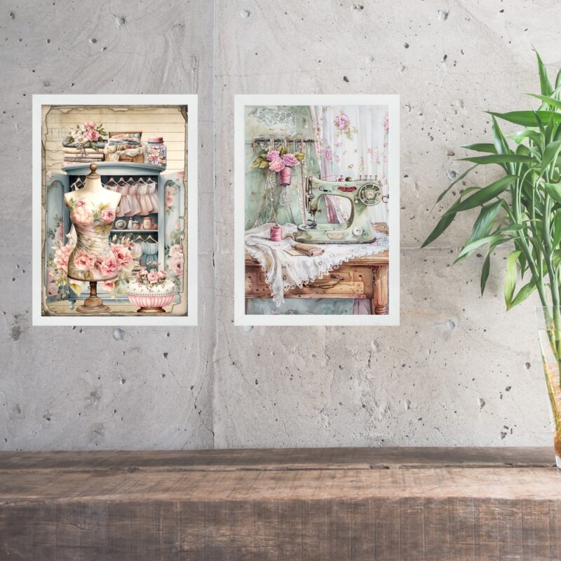 Kit 2 Quadros Atelier - Sala De Costura