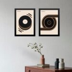 Kit 2 Quadros Bauhaus Discos - Marrom