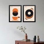 Kit 2 Quadros Bauhaus Laranja - Café Disco