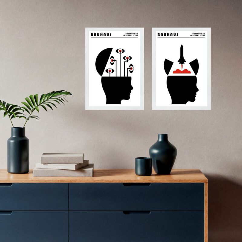 Kit 2 Quadros Bauhaus Psicologia - Mente