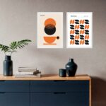 Kit 2 Quadros Café Laranja e Preto - Bauhaus