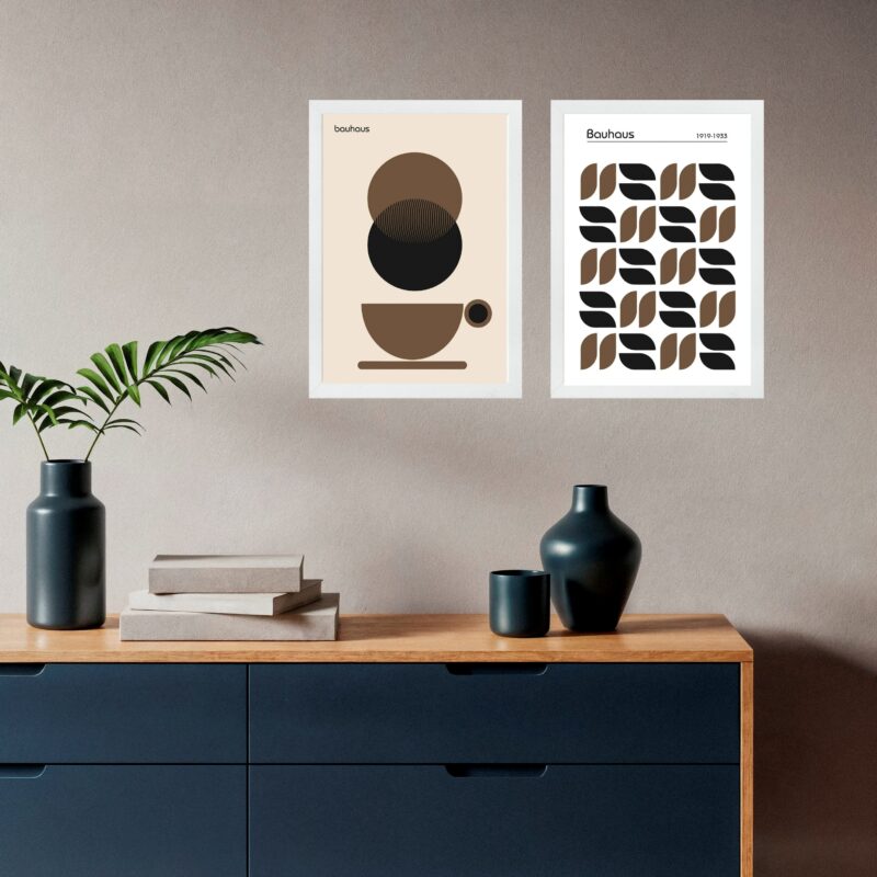 Kit 2 Quadros Café Marrom e Preto - Bauhaus