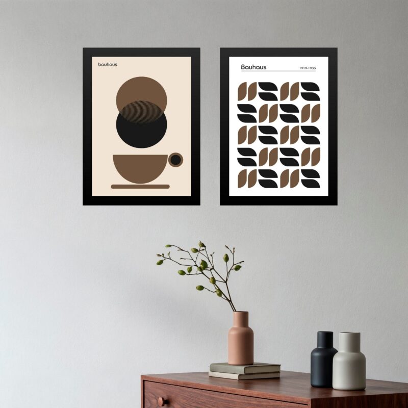 Kit 2 Quadros Café Marrom e Preto - Bauhaus