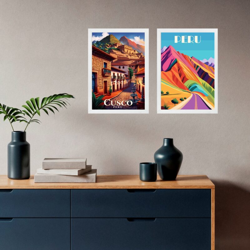 Kit 2 Quadros Decorativos Peru Cusco