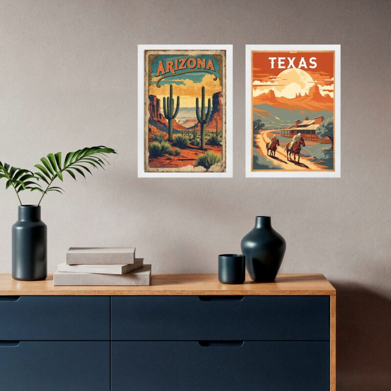 Kit 2 Quadros Decorativos Texas Arizona