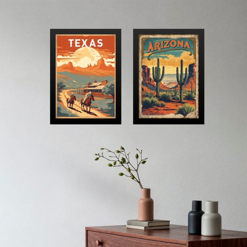 Kit 2 Quadros Decorativos Texas Arizona