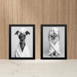 Kit 2 Quadros Divertidos Para Banheiro Cachorrinhas
