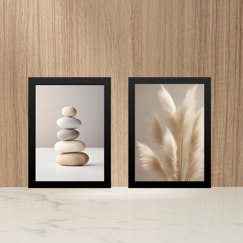 Kit 2 Quadros Fotografias Minimalistas Bege